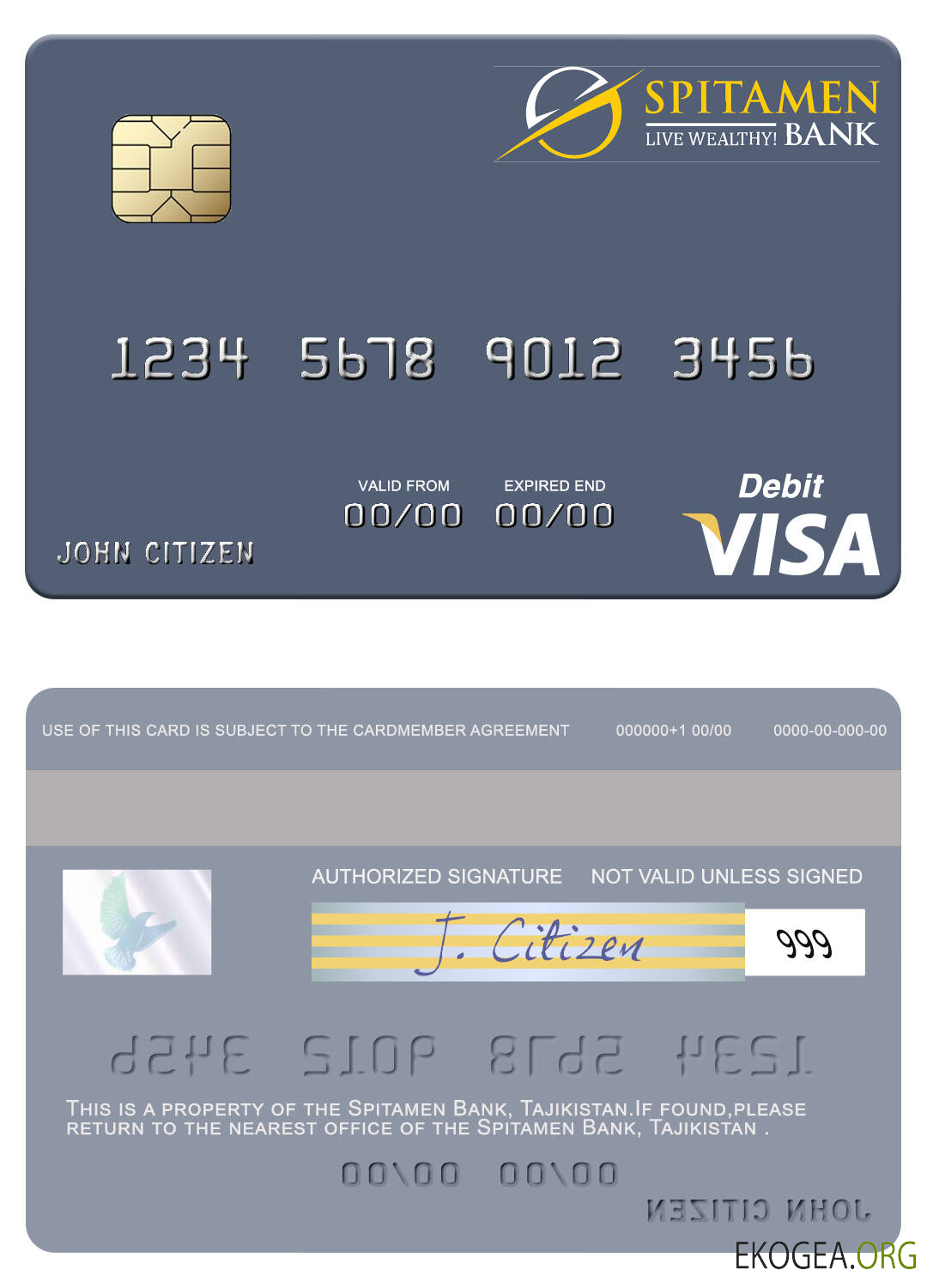 Carte de débit visa de la Spitamen Bank du Tadjikistan